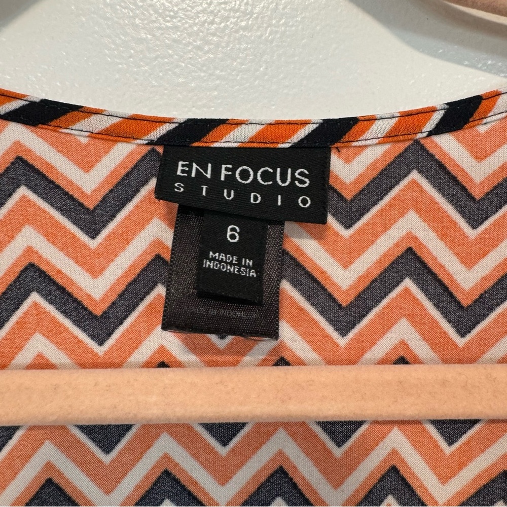 Orange and Black Chevron Dress 6 - Picture 2 of 2
